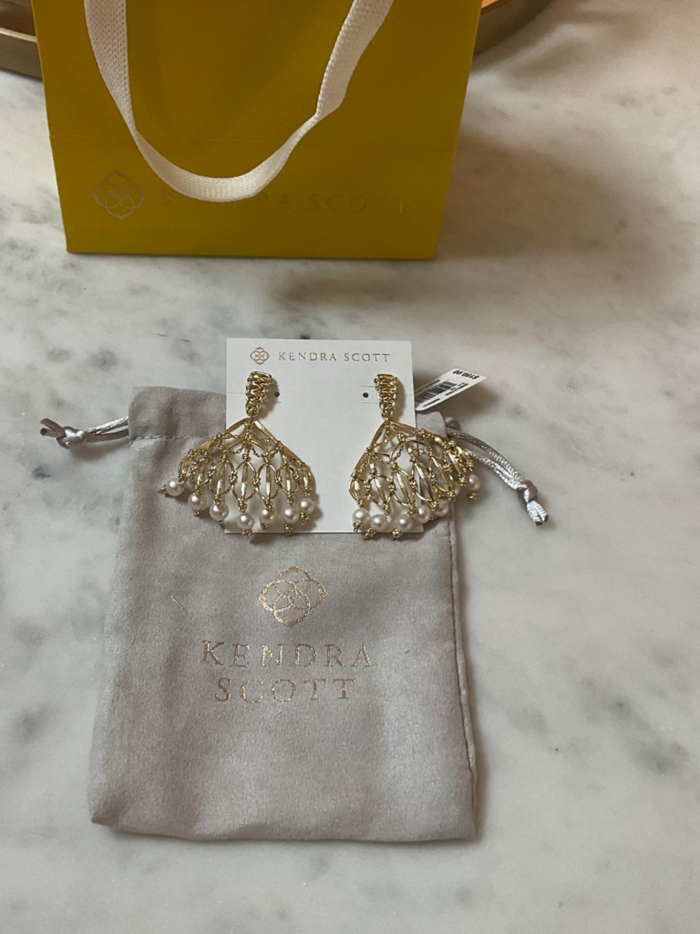 Kendra Scott Gabriella Gold Pearl Statement Earrings in Cultured Pearls - Picture 6 of 7